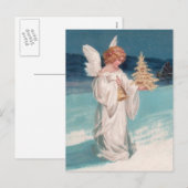 Clapsaddle: De Engel van Kerstmis met Klok Feestdagenkaart (Voorkant / Achterkant)