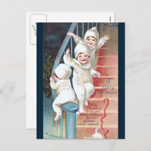 Clapsaddle: De nacht vóór Kerstmis Feestdagenkaart (Voorkant / Achterkant)