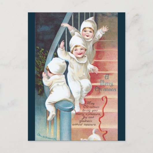 Clapsaddle: De nacht vóór Kerstmis Feestdagenkaart (Voorkant)