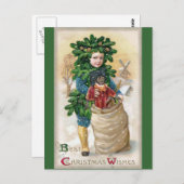 Clapsaddle: Fir Boy met Doll Briefkaart (Voorkant / Achterkant)