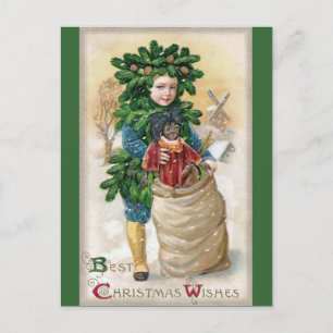 Clapsaddle: Fir Boy met Doll Briefkaart