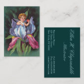 Clapsaddle: Flower Cherub Iris Visitekaartje (Voorkant / Achterkant)