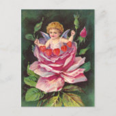 Clapsaddle: Flower Cherub Roos Briefkaart (Voorkant)