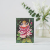 Clapsaddle: Flower Cherub Roos Visitekaartje (Staand voorkant)