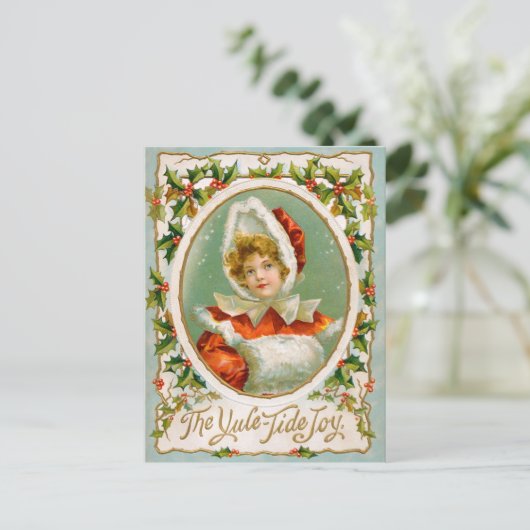 Clapsaddle: Het charmante Meisje van de Winter Briefkaart (Staand voorkant)