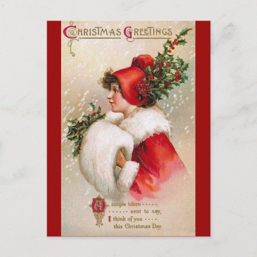 Clapsaddle: Het Meisje van de winter met het Pet Briefkaart (Voorkant)