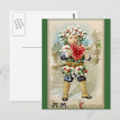 Clapsaddle: Holly Boy met hart Briefkaart (Voorkant / Achterkant)