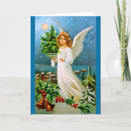 Clapsaddle: Kerst Engel met Fir Tree Feestdagen Kaart (Voorkant)