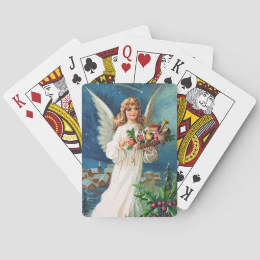 Clapsaddle: Kerstangel met speelgoed Pokerkaarten (Achterkant)