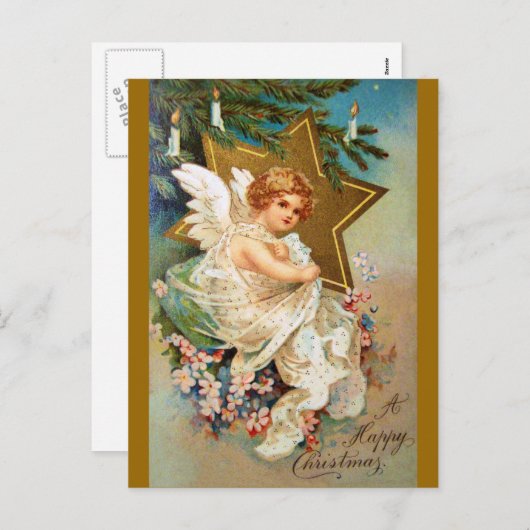 Clapsaddle: Kerstengel Feestdagenkaart (Voorkant / Achterkant)