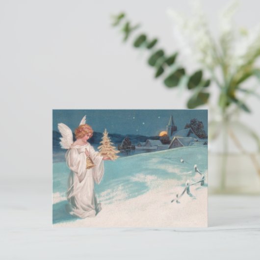 Clapsaddle: Kerstengel met Bell Feestdagenkaart (Staand voorkant)