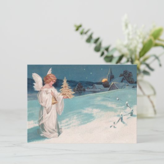 Clapsaddle: Kerstengel met Bell Feestdagenkaart (Staand voorkant)