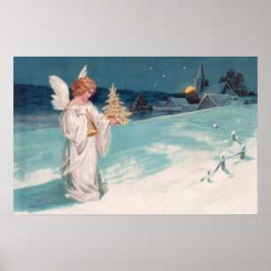 Clapsaddle: Kerstengel met Bell Poster