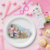 Clapsaddle: Kinderen die met Bunny spelen Papieren Bordje (Feest)