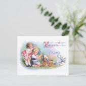 Clapsaddle: Kinderen die met Konijntje spelen Briefkaart (Staand voorkant)