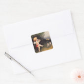 Clapsaddle: Kleine Cherub met fluit Vierkante Sticker (Envelop)