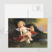 Clapsaddle: Kleine Cherub op paddenstoel Briefkaart (Voorkant / Achterkant)