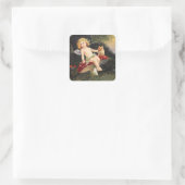 Clapsaddle: kleine cherub op paddenstoel vierkante sticker (Tas)