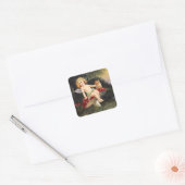 Clapsaddle: kleine cherub op paddenstoel vierkante sticker (Envelop)