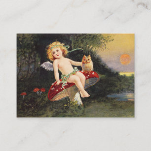 Clapsaddle: Kleine Cherub op paddenstoel Visitekaartje