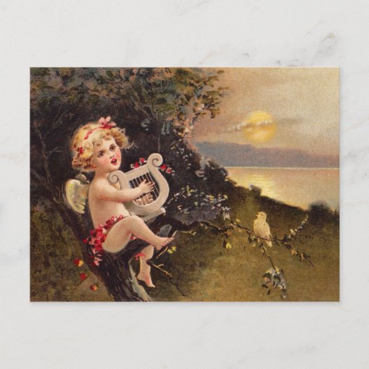 Clapsaddle: Little Cherub met Harp Briefkaart (Voorkant)