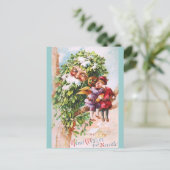 Clapsaddle: Mistletoe Vader met Angels Briefkaart (Staand voorkant)