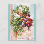 Clapsaddle: Mistletoe Vader met Angels Briefkaart (Voorkant)