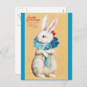 Clapsaddle: PaasBunny-meisje met Ruff Feestdagenkaart (Voorkant / Achterkant)