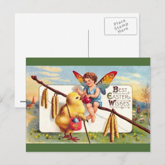 Clapsaddle: Paasfee met kip Feestdagenkaart (Voorkant / Achterkant)