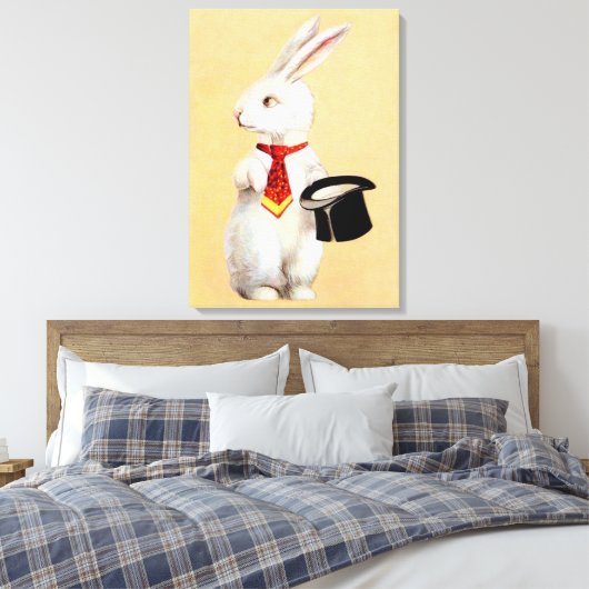 Clapsaddle: Paashaas met Stropdas Canvas Afdruk (Insitu (Slaapkamer))