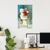 Clapsaddle: Snowman met Angel Girl Poster (Thuiskantoor)
