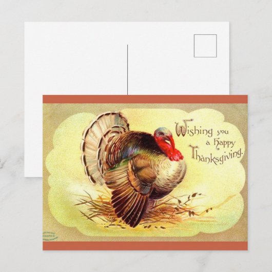 Clapsaddle Turkey Happy Thanksgiving Feestdagenkaart (Voorkant / Achterkant)