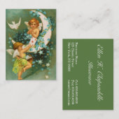 Clapsaddle: Twee Cherubs op een Sickle Moon Visitekaartje (Voorkant / Achterkant)