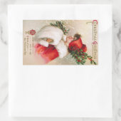 Clapsaddle: Winter Meisje met Holly Pet Rechthoekige Sticker (Tas)