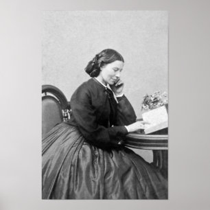 Clara Barton Reading Portrait - 1865 Poster