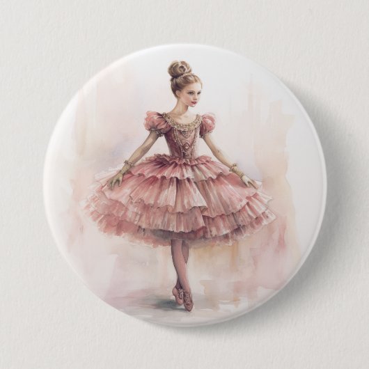 Clara (blond haar) uit het Notenkraker Ballet Ronde Button 7,6 Cm (Voorkant)