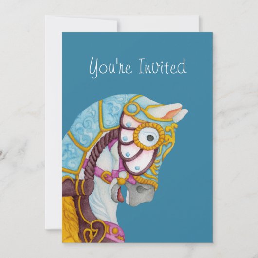Clara Carousel Horse Invitation Kaart (Voorkant)
