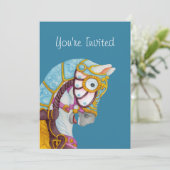 Clara Carousel Horse Invitation Kaart (Staand voorkant)