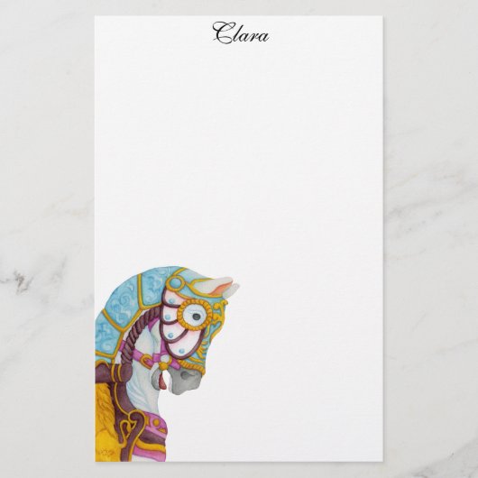 Clara Carousel Horse Stationery Briefpapier (Voorkant)