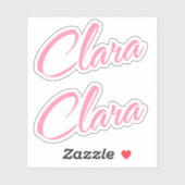 Clara Decoratieve naam in roze x2 Sticker (Vel)