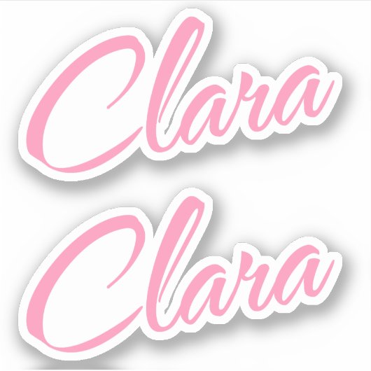 Clara Decoratieve naam in roze x2 Sticker (Voorkant)