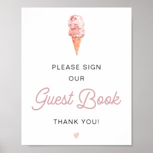 CLARA Retro Ice Cream Blush Sign Ons Guestbook Poster
