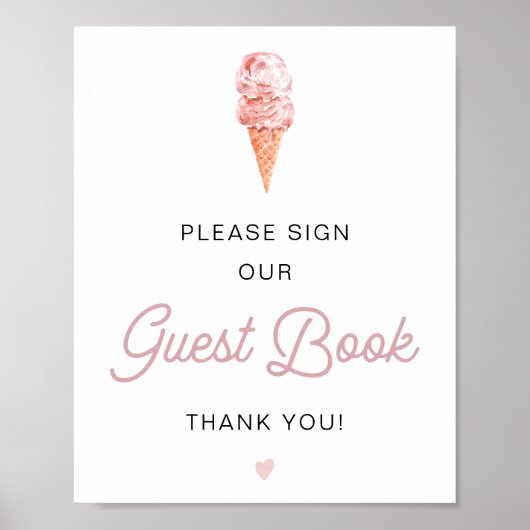 CLARA Retro Ice Cream Blush Sign Ons Guestbook Poster (Voorkant)