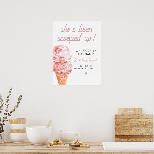 CLARA Retro Ice Cream Blush Vrijgezellenfeest Welk Poster (Keuken)