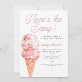 CLARA Retro Ice Cream Hier is het Scoop Baby showe Kaart (Voorkant)