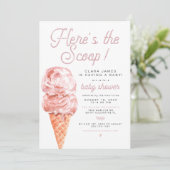 CLARA Retro Ice Cream Hier is het Scoop Baby showe Kaart (Staand voorkant)