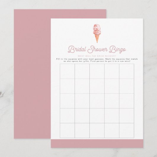 CLARA Retro Ice Cream Vrijgezellenfeest Bingo Game Kaart (Voorkant / Achterkant)