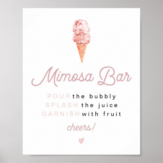 CLARA Retro Ice Cream Vrijgezellenfeest Mimosa Bar Poster (Voorkant)
