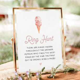 CLARA Retro Ice Cream Vrijgezellenfeest Ring Hunt Poster