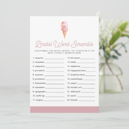 CLARA Retro Ice Cream Vrijgezellenfeest Word Scram Kaart (Staand voorkant)